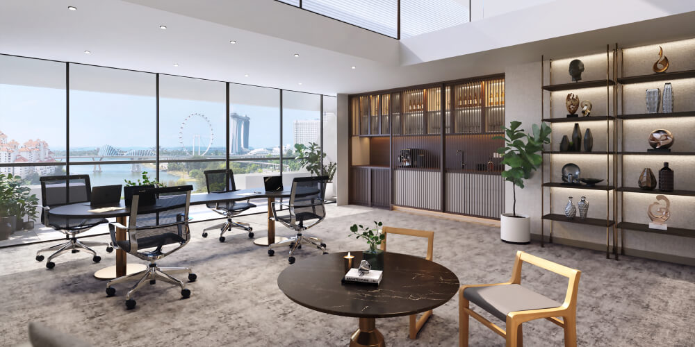 Contemporary mezzanine office space in Singapore suitable for commercial real estate investment