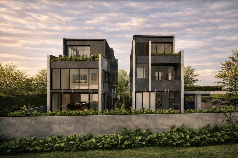 Rear architectural view of brand new detached bungalow in District 10 Singapore